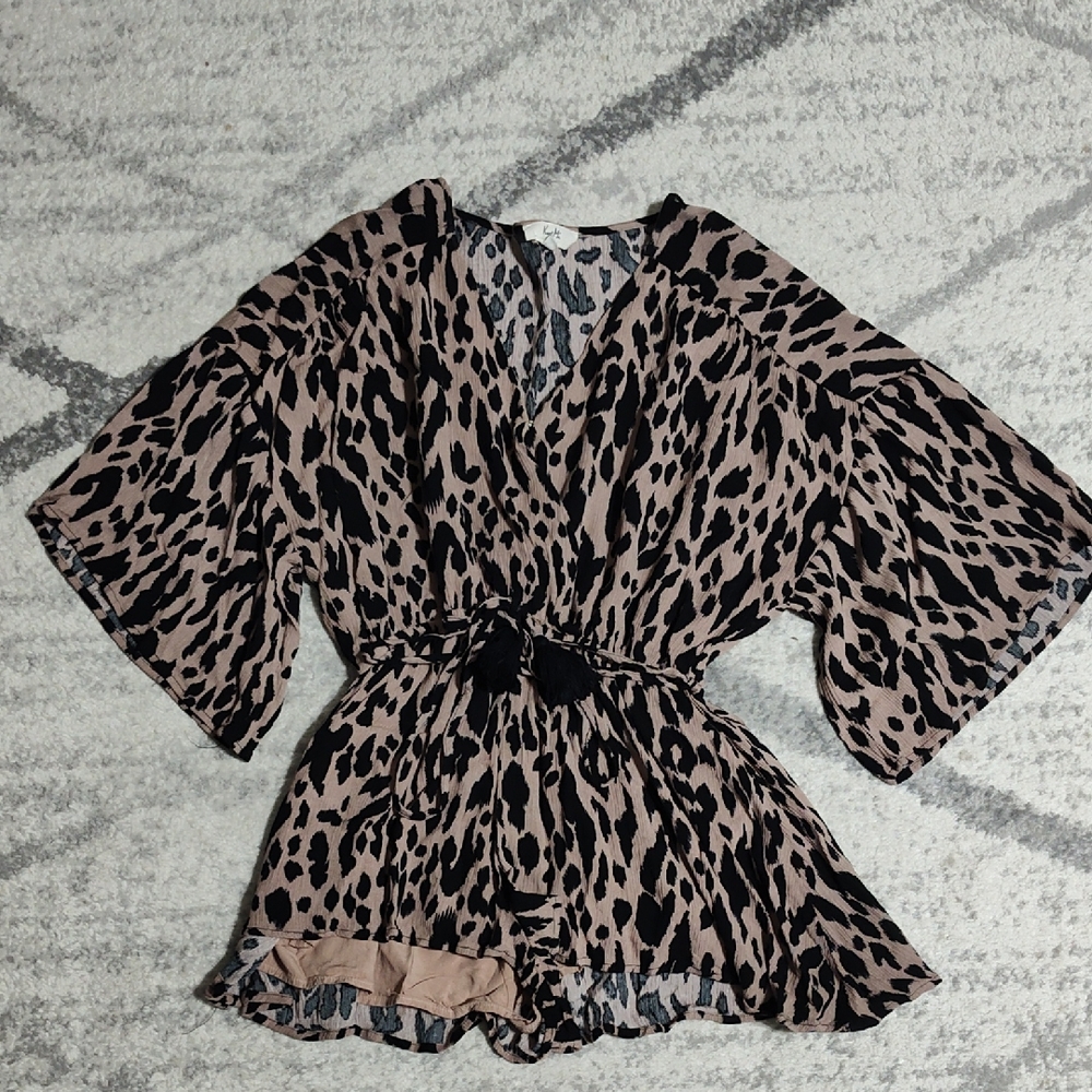 Kye Mi Animal Print Kimono Romper, Size S